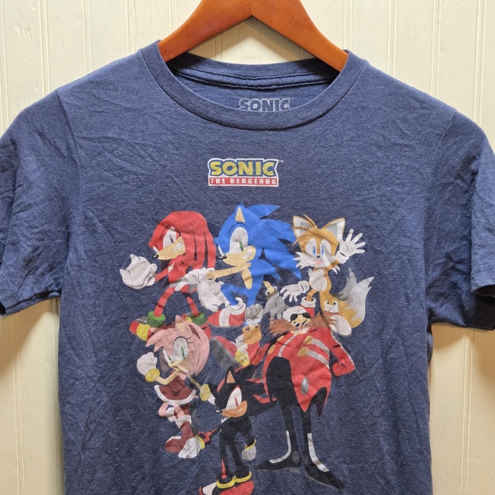 Sonic The Hedgehog Shirt Mens Large Blue Characters Graphic Tee Tagless
